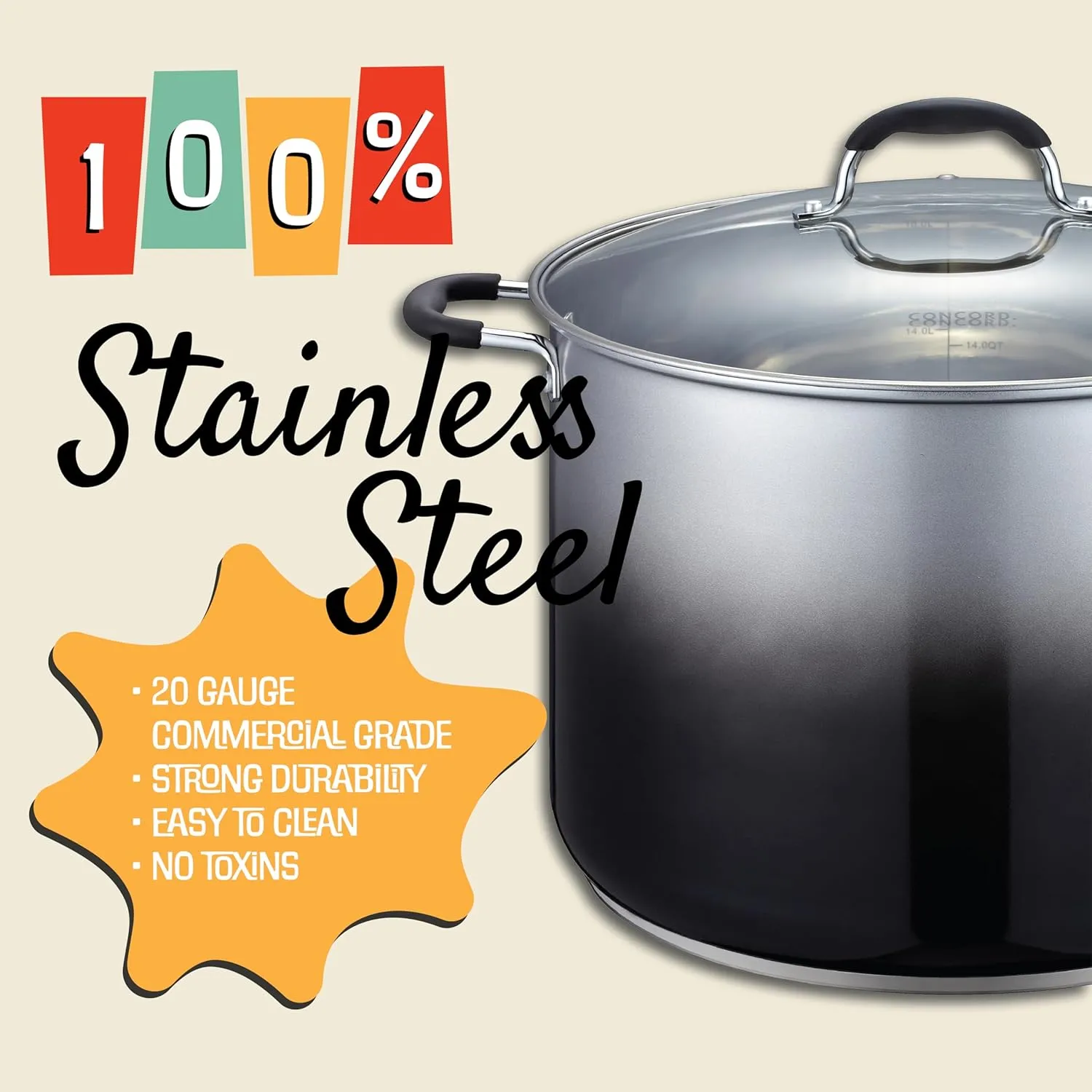 CONCORD 20 Quart Stainless Steel Canning Pot Set. Includes Canning Rack, Tongs, Jar Lifter, Funnel, Wrench, Lid Lifter, Mixer/Measurer (Induction Compatible)