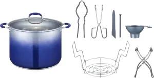 CONCORD 20 Quart Stainless Steel Canning Pot Set. Includes Canning Rack, Tongs, Jar Lifter, Funnel, Wrench, Lid Lifter, Mixer/Measurer (Induction Compatible)