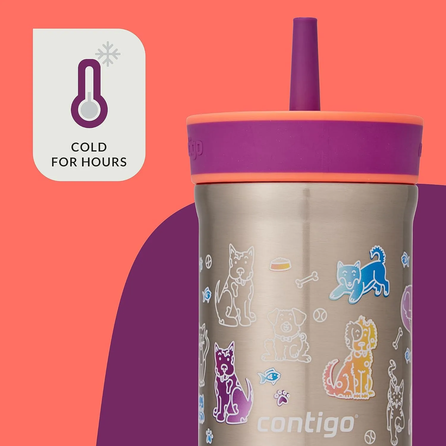 Contigo Kids’ Leighton Straw Tumbler with Spill-Proof Lid, 12oz