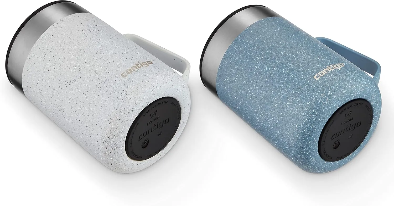 Contigo Stainless Steel Vacuum-Insulated Mug with Handle and Splash-Proof Lid, 14oz., Salt Speckle & Dark Ice Speckle