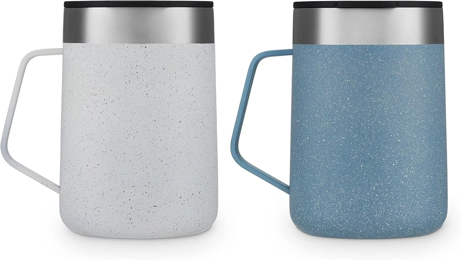 Contigo Stainless Steel Vacuum-Insulated Mug with Handle and Splash-Proof Lid, 14oz., Salt Speckle & Dark Ice Speckle
