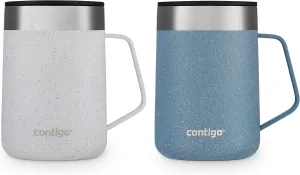 Contigo Stainless Steel Vacuum-Insulated Mug with Handle and Splash-Proof Lid, 14oz., Salt Speckle & Dark Ice Speckle