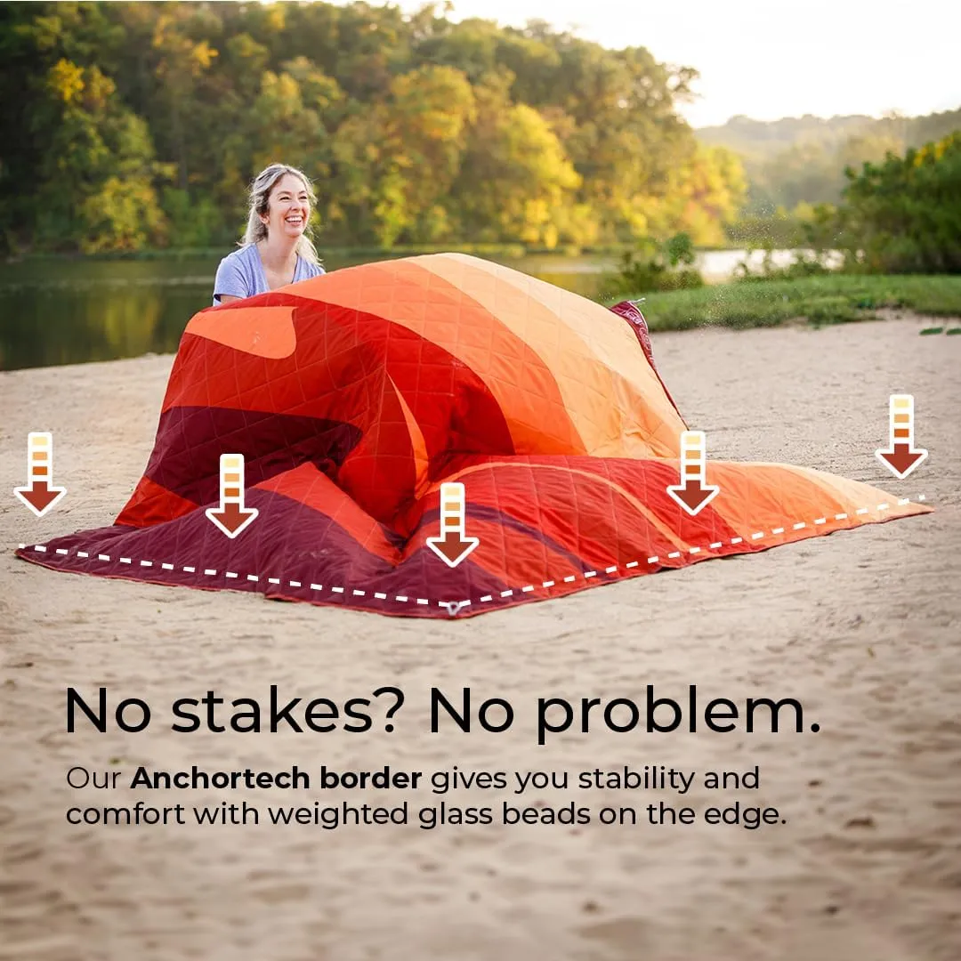 CORE Outdoor Weighted Blanket | Packable Waterproof Picnic Blanket, Beach Mat, Tent Camping Rug, & Stadium Blanket | Large Portable 94" x 78" Quilt Design with Built-in Straps and Carry Handle