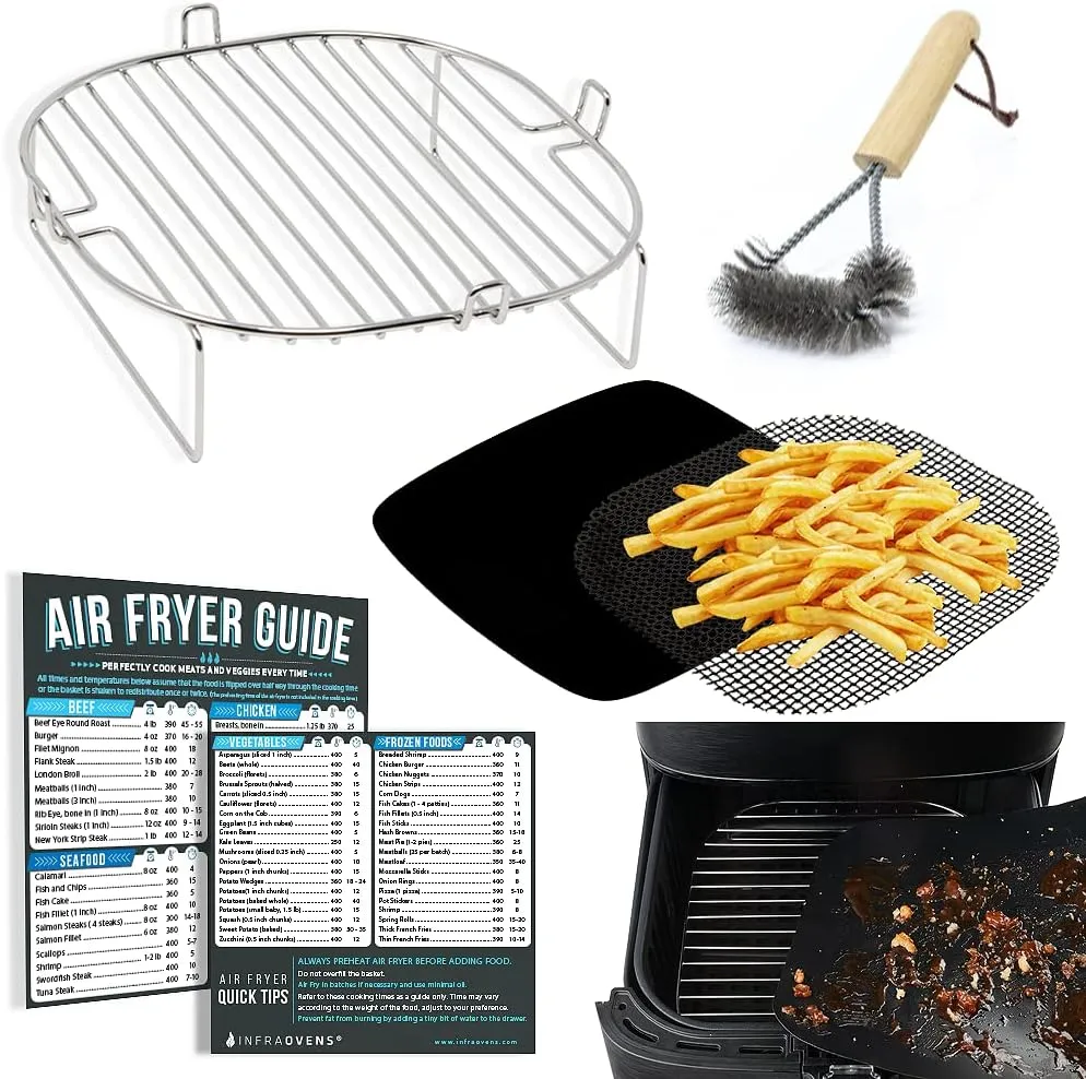Cosori, Chefman, Philips, Dash, Emeril Lagasse, Bella, Comfee, Nuwave Air Fryer Accessories - Rack, Guides, Liners & Cleaner Brush