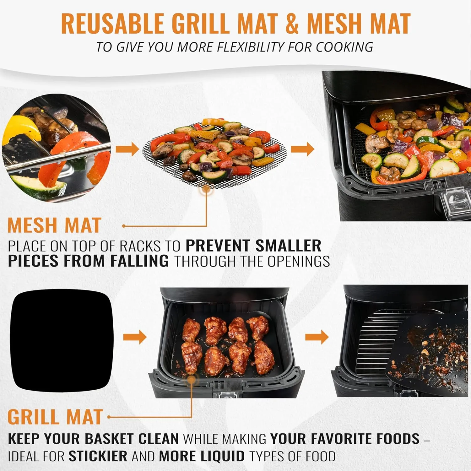 Cosori, Chefman, Philips, Dash, Emeril Lagasse, Bella, Comfee, Nuwave Air Fryer Accessories - Rack, Guides, Liners & Cleaner Brush