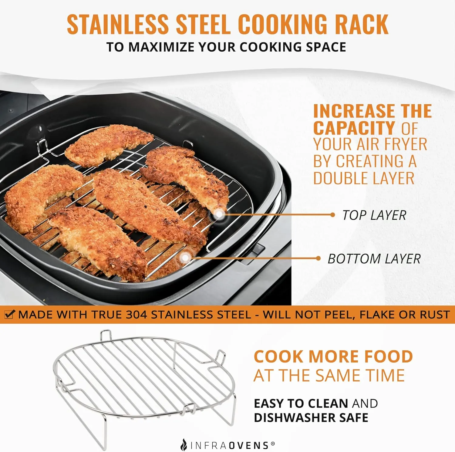 Cosori, Chefman, Philips, Dash, Emeril Lagasse, Bella, Comfee, Nuwave Air Fryer Accessories - Rack, Guides, Liners & Cleaner Brush