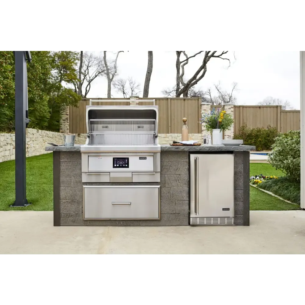 Coyote C1P36 36 Inch Built-In Pellet Grill and Smoker with 8000 BTU/Hr
