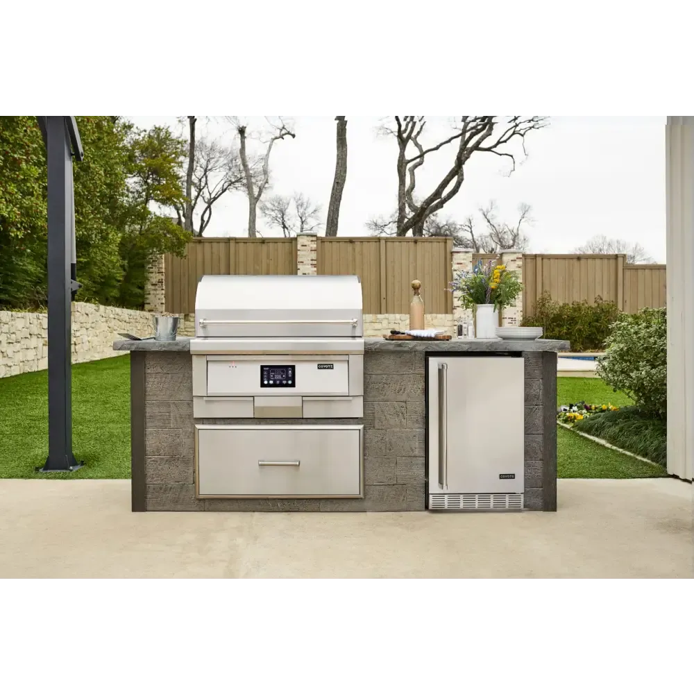 Coyote C1P36 36 Inch Built-In Pellet Grill and Smoker with 8000 BTU/Hr
