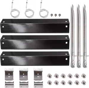 Criditpid Grill Parts for Chargriller 5050, 5650, 3001, 3030, 5072, 3008, 4000, 5252, 5050 Grill Models, Porcelain Steel Heat Plate, Burner Tube, Hanger Bracket, Electronic Igniter.