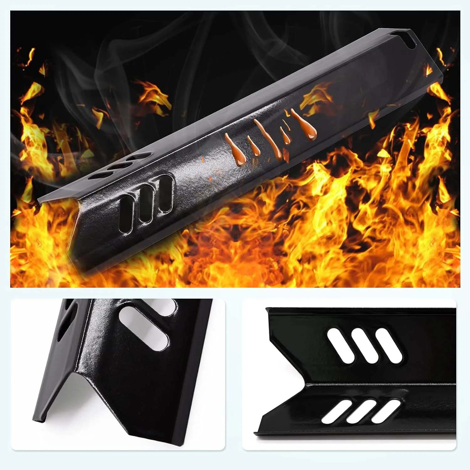 Criditpid Porcelain Grill Heat Shields Replacment for Dyna-Glo DGF510SBP, DGF493BNP, Barbeque Grill Heat Plates for Backyard Grill Replacement Parts BY15-101-001-02, BY13-101-001-13, GBC1460W