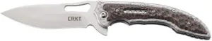 CRKT Fossil Folding Pocket Knife: Retail Package Stainless Steel Plain Edge EDC Folder with Frame Lock - Everyday Carry Folded Knife with Satin Blade Finish 5470C