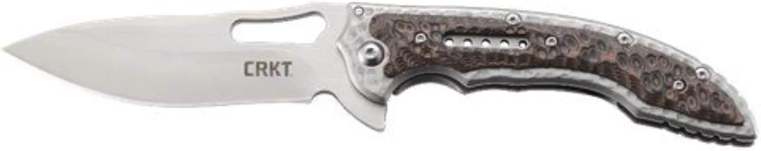CRKT Fossil Folding Pocket Knife: Retail Package Stainless Steel Plain Edge EDC Folder with Frame Lock - Everyday Carry Folded Knife with Satin Blade Finish 5470C