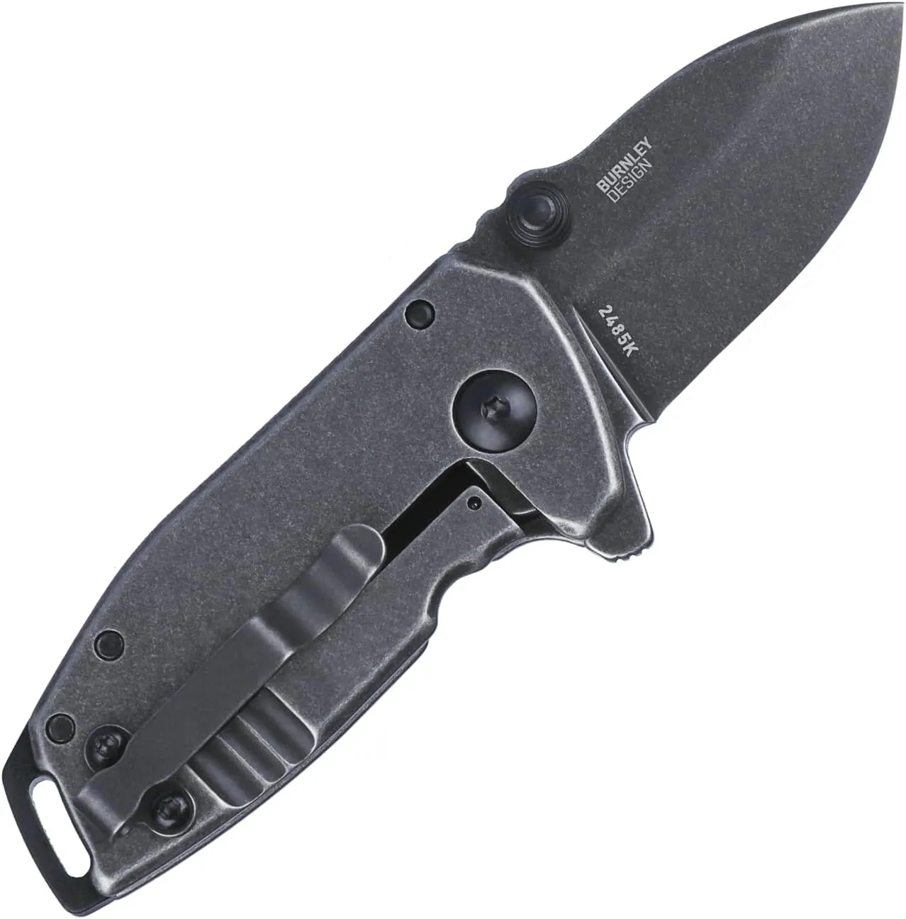 CRKT Squid Compact Everyday Carry Assisted Folding Knife with Frame Lock: Stainless Steel Plain Edge Blade, Stainless Steel Handle, Pocket Clip, 2485K