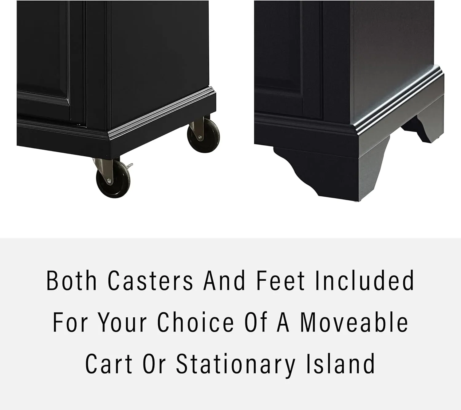 Crosley Furniture Lafayette Stainless Steel Top Rolling Kitchen Island Storage Cart, Spice Rack, Black