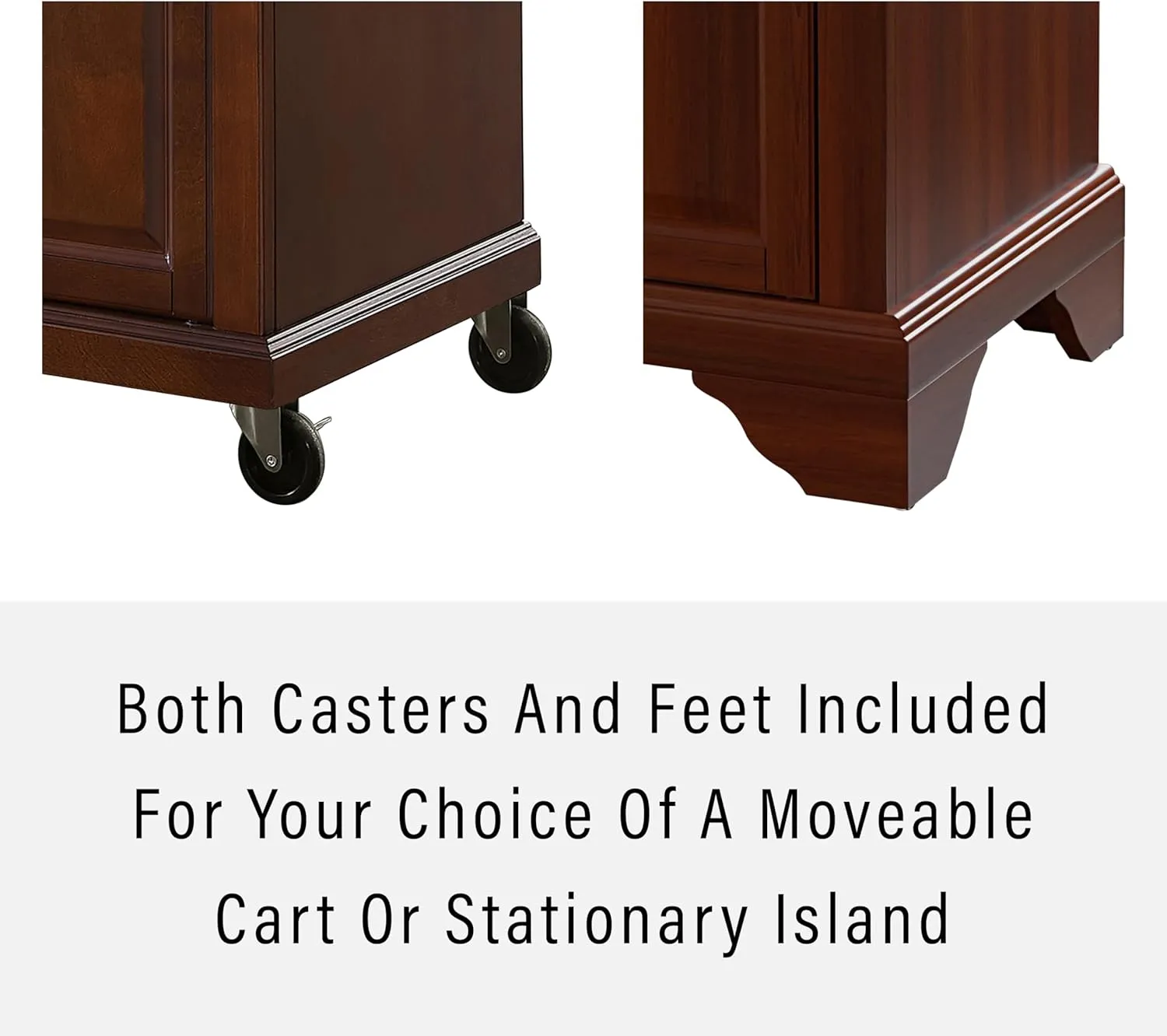 Crosley Furniture Lafayette Stainless Steel Top Rolling Kitchen Island Storage Cart, Spice Rack, Mahogany