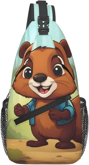 Cross Chest Bag Diagonally - Quality, Durable, and Spacious Shoulder Bag for Men and Women Cute Beaver Printing