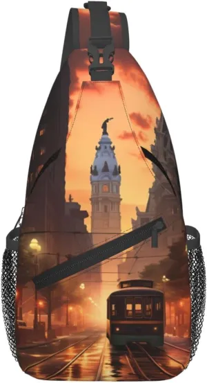 Cross Chest Bag Diagonally - Quality, Durable, and Spacious Shoulder Bag for Men and Women Philadelphia, Pennsylvania Printing