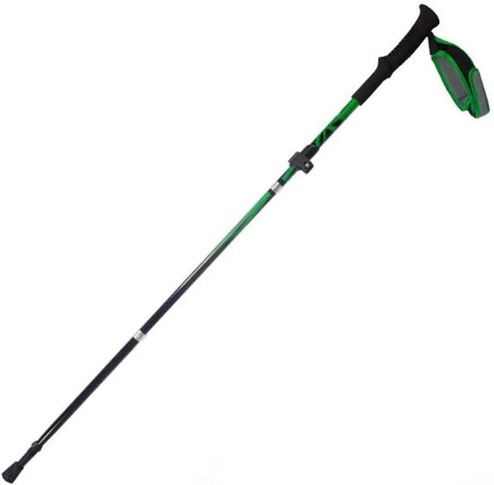 Crutches Outdoor Trekking Pole Hiking Off-Road Supplies Ultralight Mountaineering Poles External Locks Straight Shank Walking Sticks Folding Crutches Parent's g (Green Black)