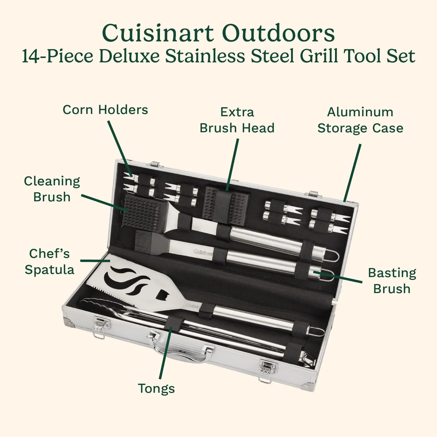 Cuisinart CGS-5014 Deluxe Grill Set, 14-Piece, Stainless Steel