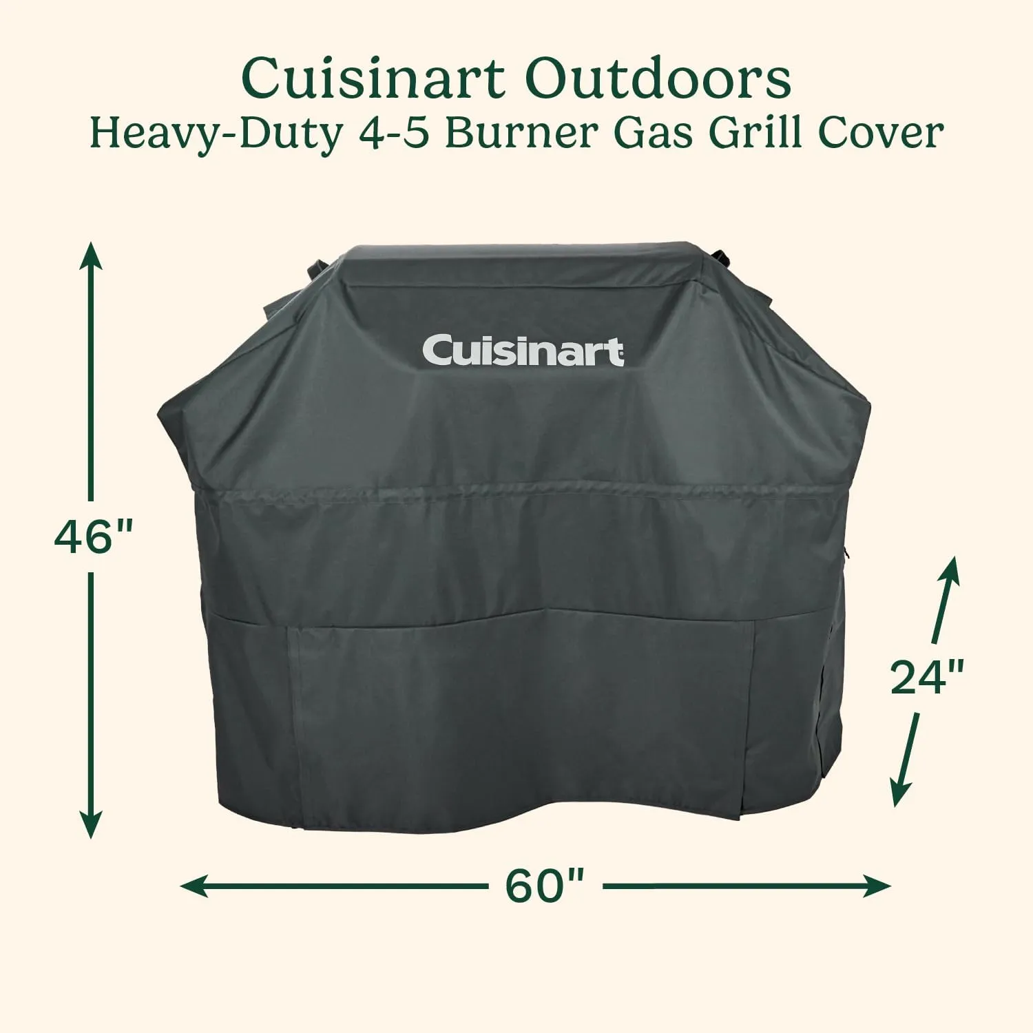 Cuisinart Heavy-Duty 4-5 Burner Gas Grill Cover, Fade, UV and Weather Resistant, Durable and Convenient All Weather Cover with Drawstrings and Buckle Straps