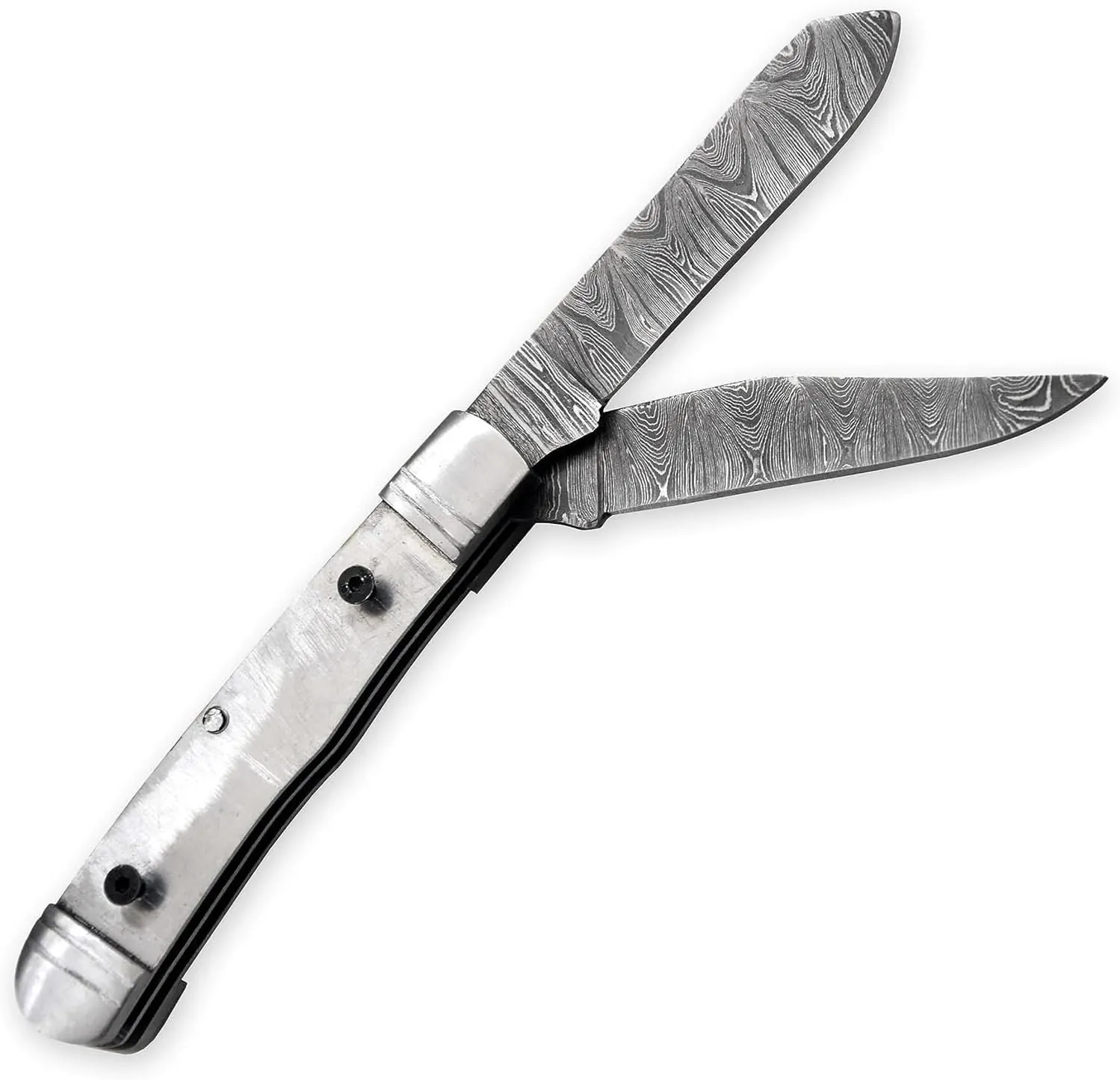 Custom Damascus Steel Pocket Folding Knife Blank Blade - Hand Forged Damascus - Camping, Bushcraft, Hiking, Outdoor Knives - Handmade Steel Bolster Knife Making Supply (FBX-01)