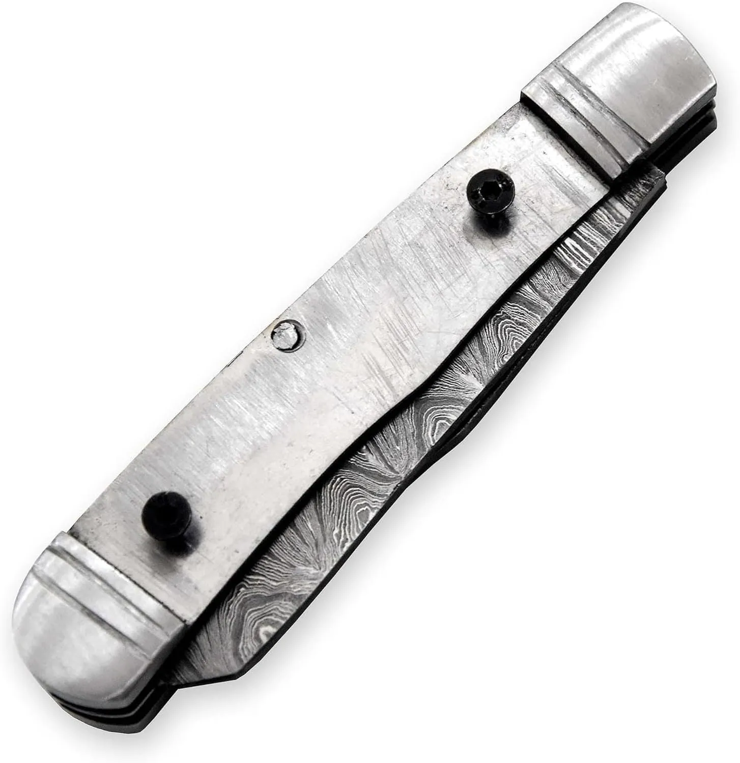 Custom Damascus Steel Pocket Folding Knife Blank Blade - Hand Forged Damascus - Camping, Bushcraft, Hiking, Outdoor Knives - Handmade Steel Bolster Knife Making Supply (FBX-01)