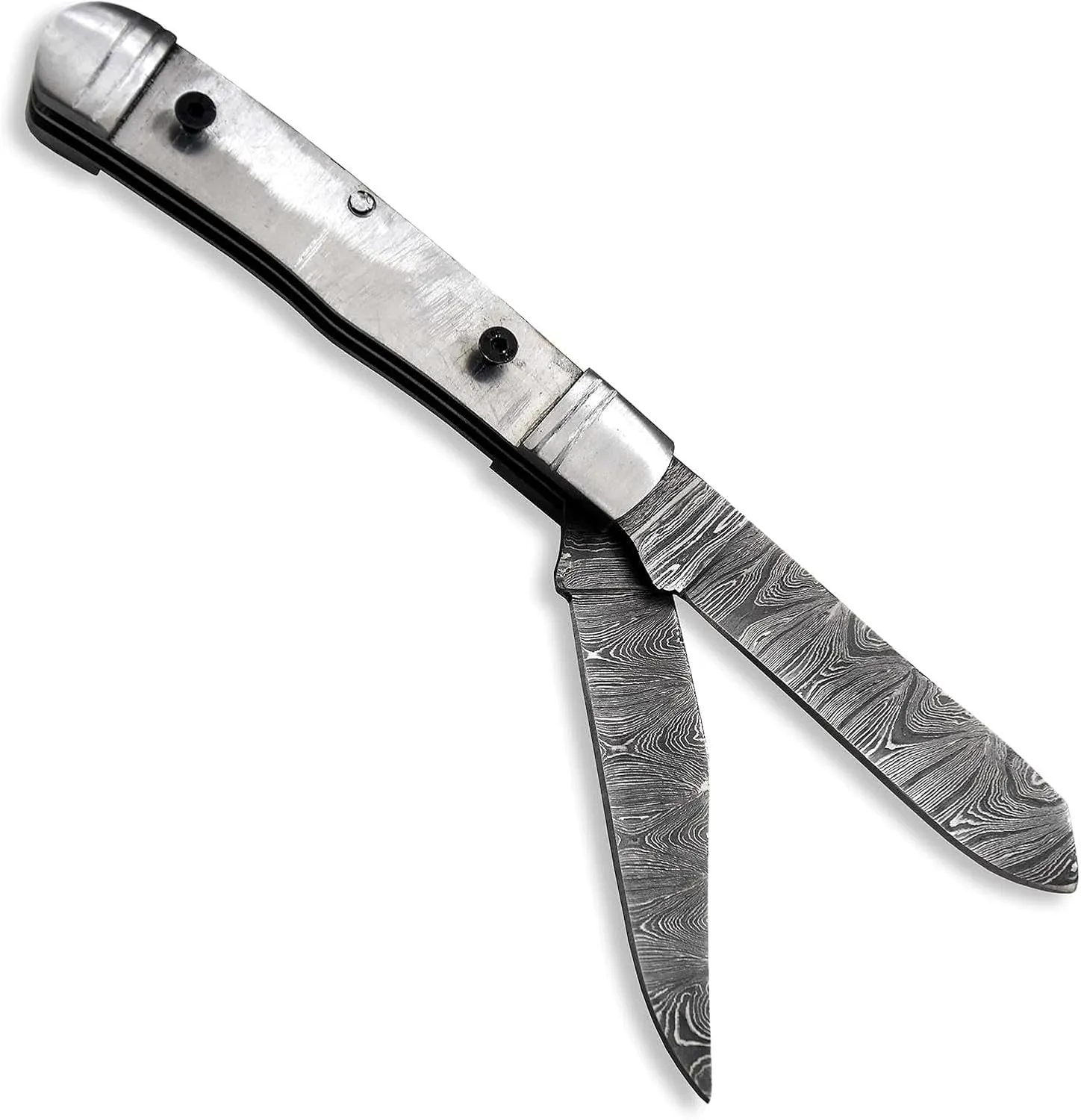 Custom Damascus Steel Pocket Folding Knife Blank Blade - Hand Forged Damascus - Camping, Bushcraft, Hiking, Outdoor Knives - Handmade Steel Bolster Knife Making Supply (FBX-01)