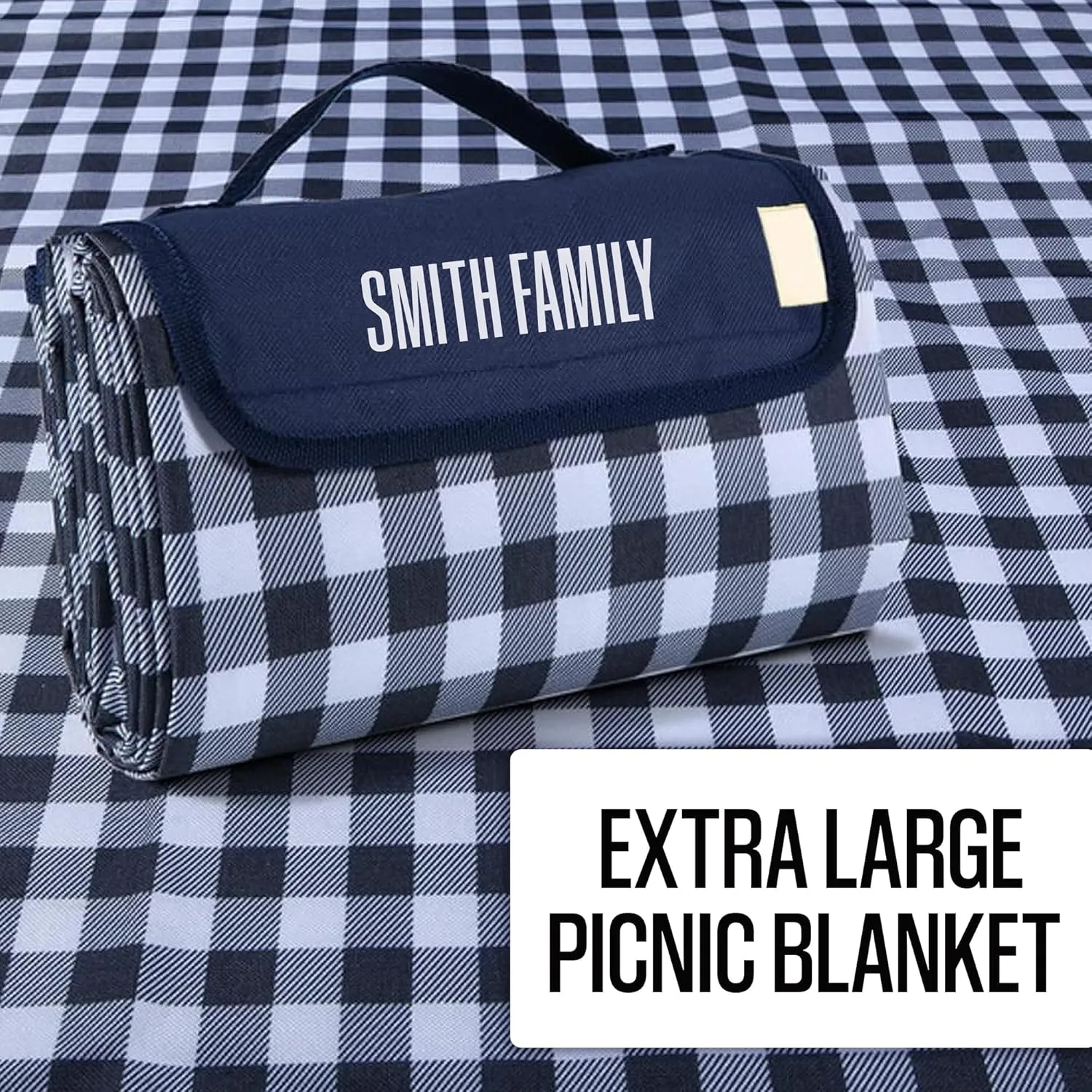 Customized Extra Large Picnic Blanket - Personalized Outdoor Beach Blanket, Waterproof Sandproof Portable Blankets - Foldable and Lightweight Mat for Camping, Park, Hiking, Patio
