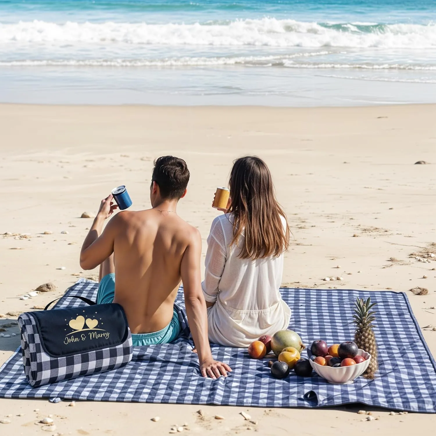 Customized Extra Large Picnic Blanket - Personalized Outdoor Beach Blanket, Waterproof Sandproof Portable Blankets - Foldable and Lightweight Mat for Camping, Park, Hiking, Patio