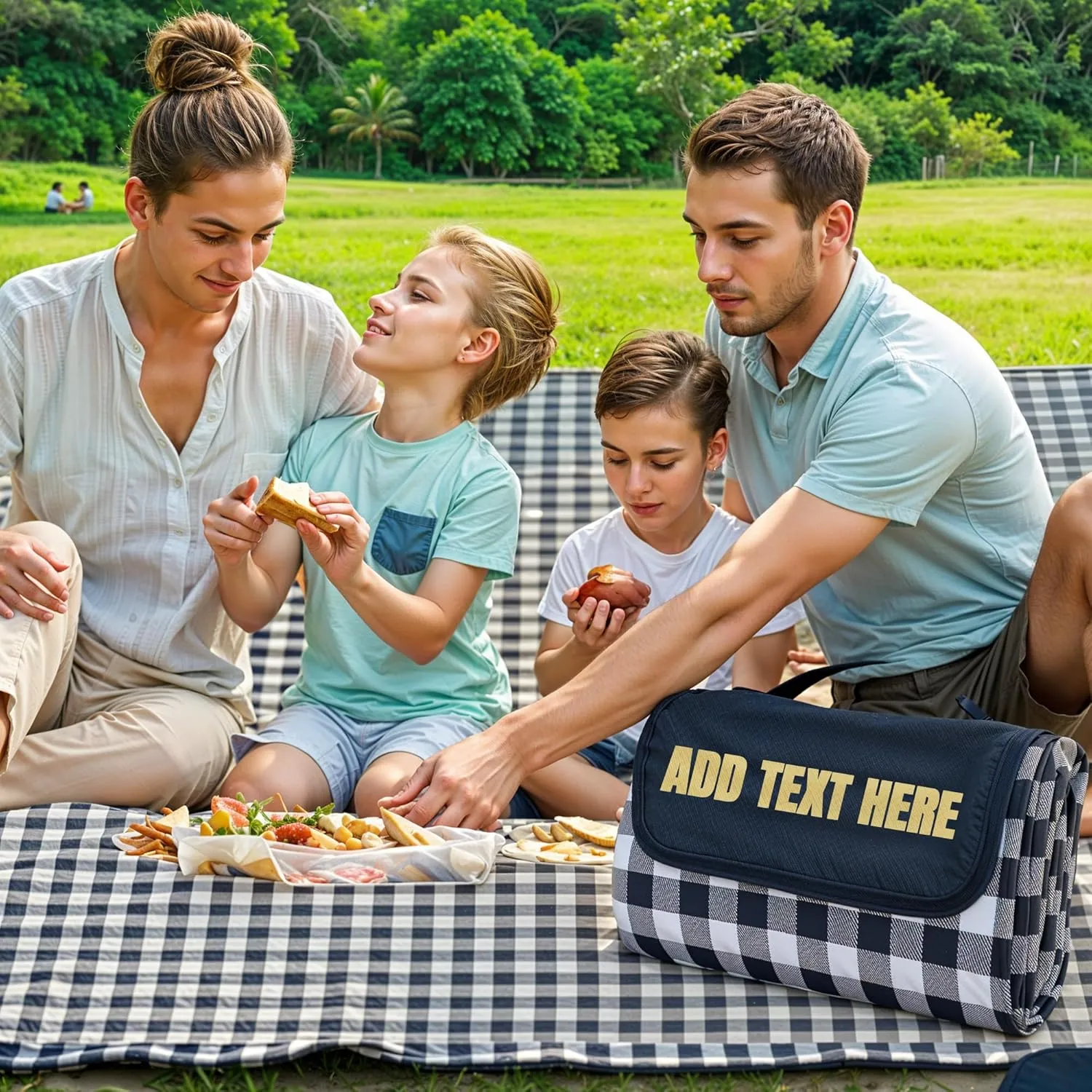 Customized Extra Large Picnic Blanket - Personalized Outdoor Beach Blanket, Waterproof Sandproof Portable Blankets - Foldable and Lightweight Mat for Camping, Park, Hiking, Patio