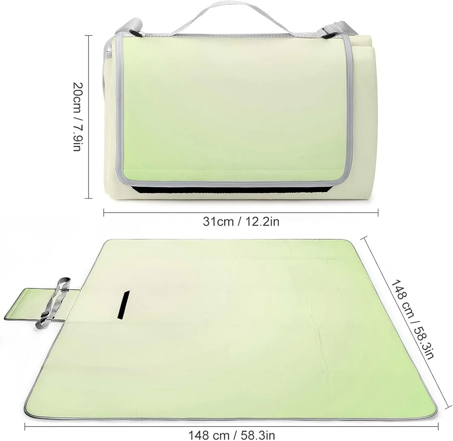 Customized Personalized Large Picnic Blanket Waterproof, Custom Beach Handy Mat Portable, Customizable Photo Text Camping Mat for Outdoor, Beach, Camping Beige 58.3 x 58.3 inch