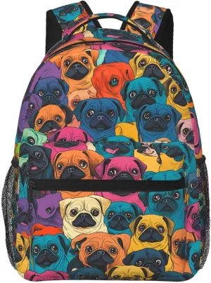 Cute Pug Dog Printed Stylish Backpack For Trekking Unisex Unisex