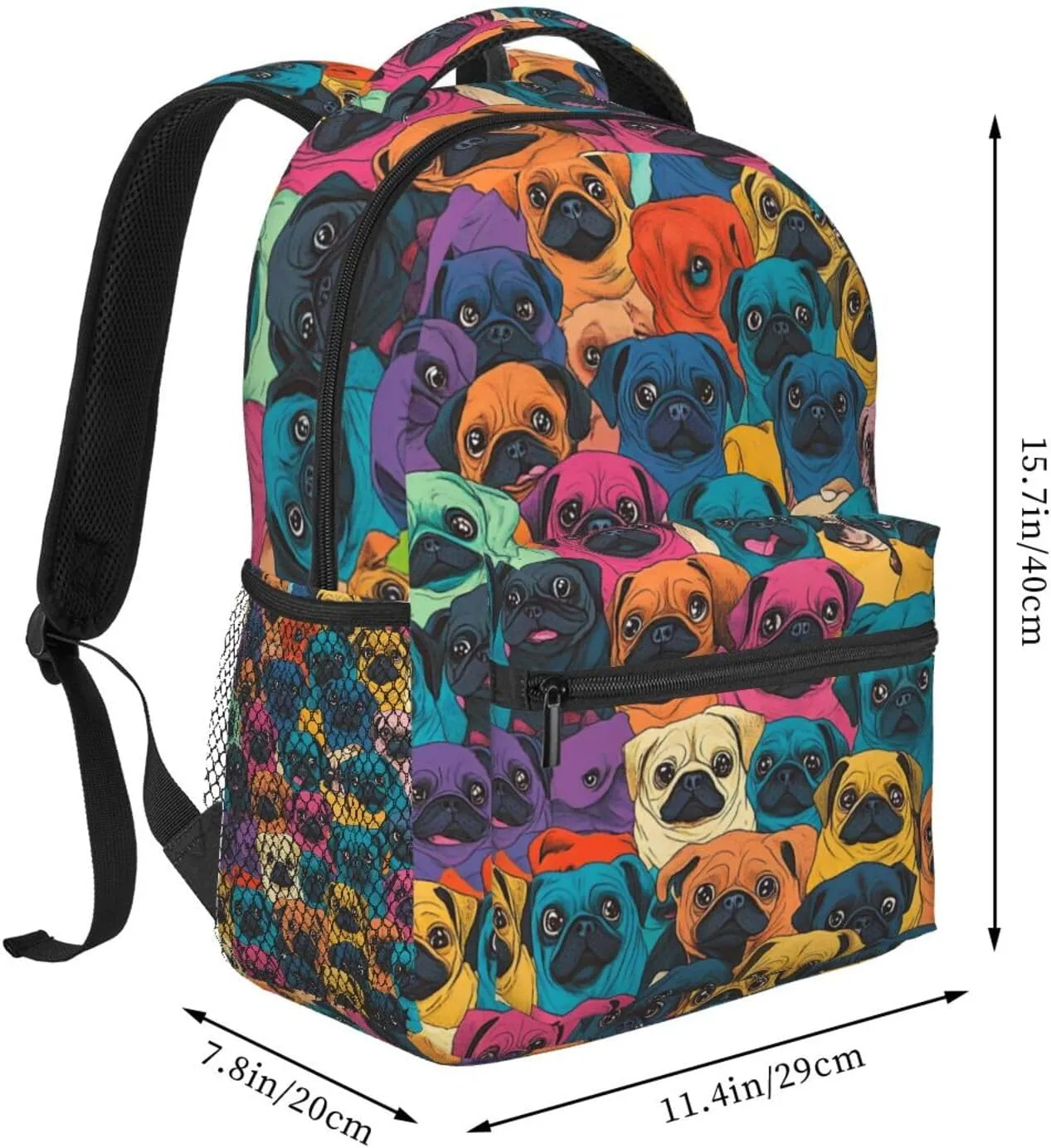 Cute Pug Dog Printed Stylish Backpack For Trekking Unisex Unisex
