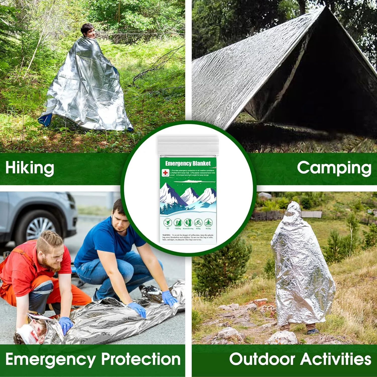 CXYARY 100 Pack Emergency Mylar Thermal Blanket, 84” x 52” Space Blankets, Emergency Thermal Blanket Space Rescue Survival Gear Camping for Outdoors, Hiking, Camping Survival