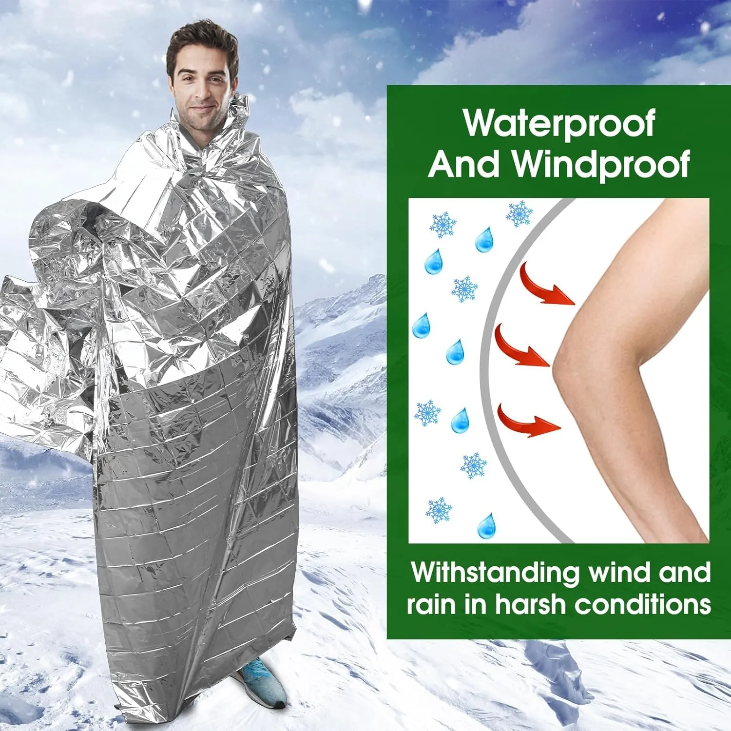 CXYARY 100 Pack Emergency Mylar Thermal Blanket, 84” x 52” Space Blankets, Emergency Thermal Blanket Space Rescue Survival Gear Camping for Outdoors, Hiking, Camping Survival