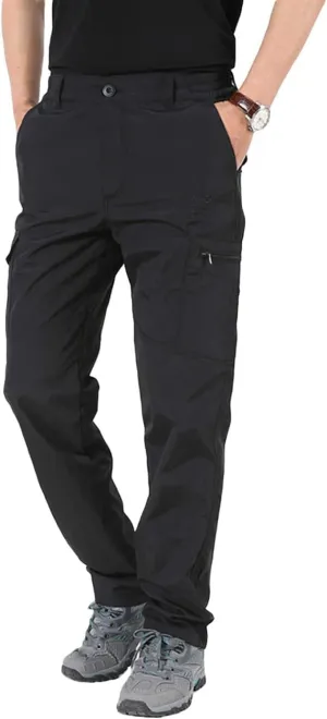 Daily Wear Men's Outdoor Hiking Pants Quick Dry Waterproof Work Pants for Men Stretch Jogger Cycling Pant, 6 Pockets (Color : Black, Size : M-Medium)