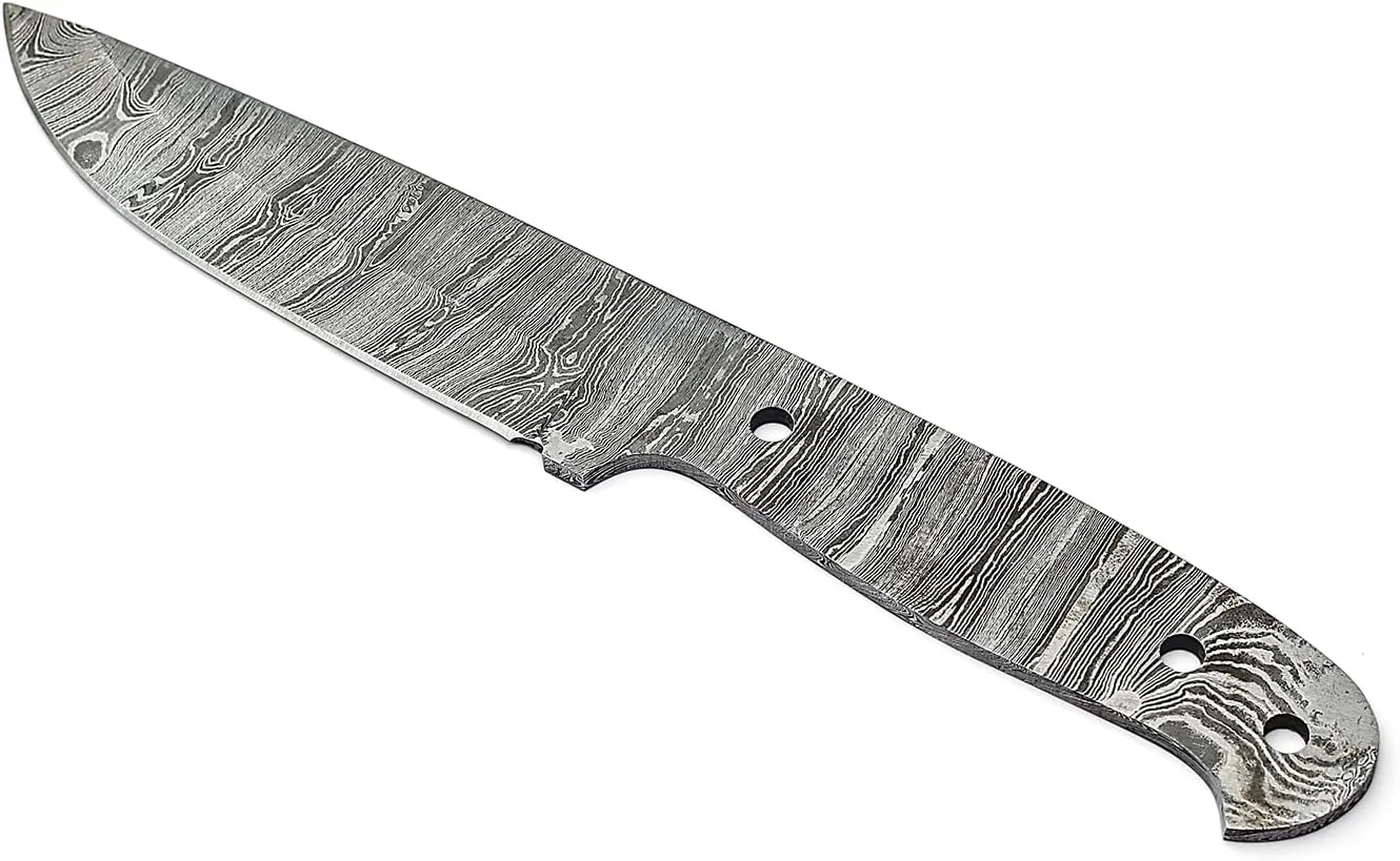 Damascus Full Tang Knife Blanks | Hand Forged Steel Blank Blade | 10 Inch Handmade Camping Knife Making Supplies | HUNT 06 (10 inches)