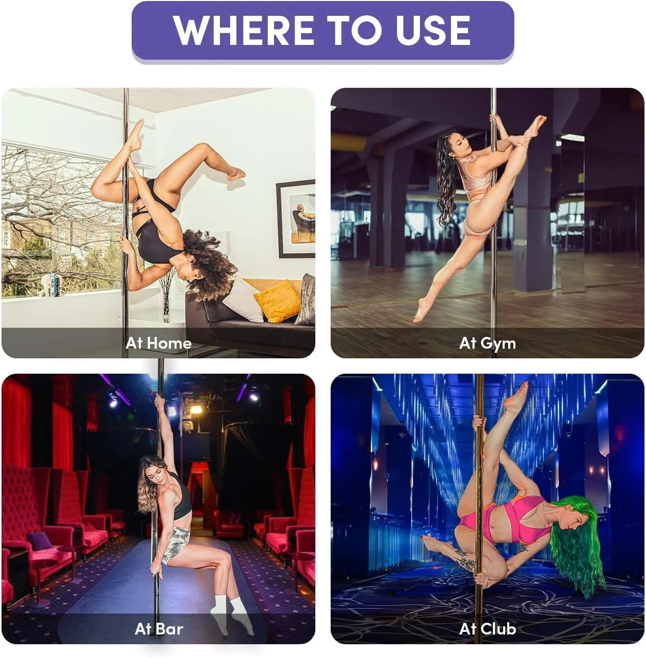 Dance & Fitness Pole for Home - Spinning & Static, Portable & Adjustable (XPERT PRO) [DVD   Grip Powder   Access to TV Membership]