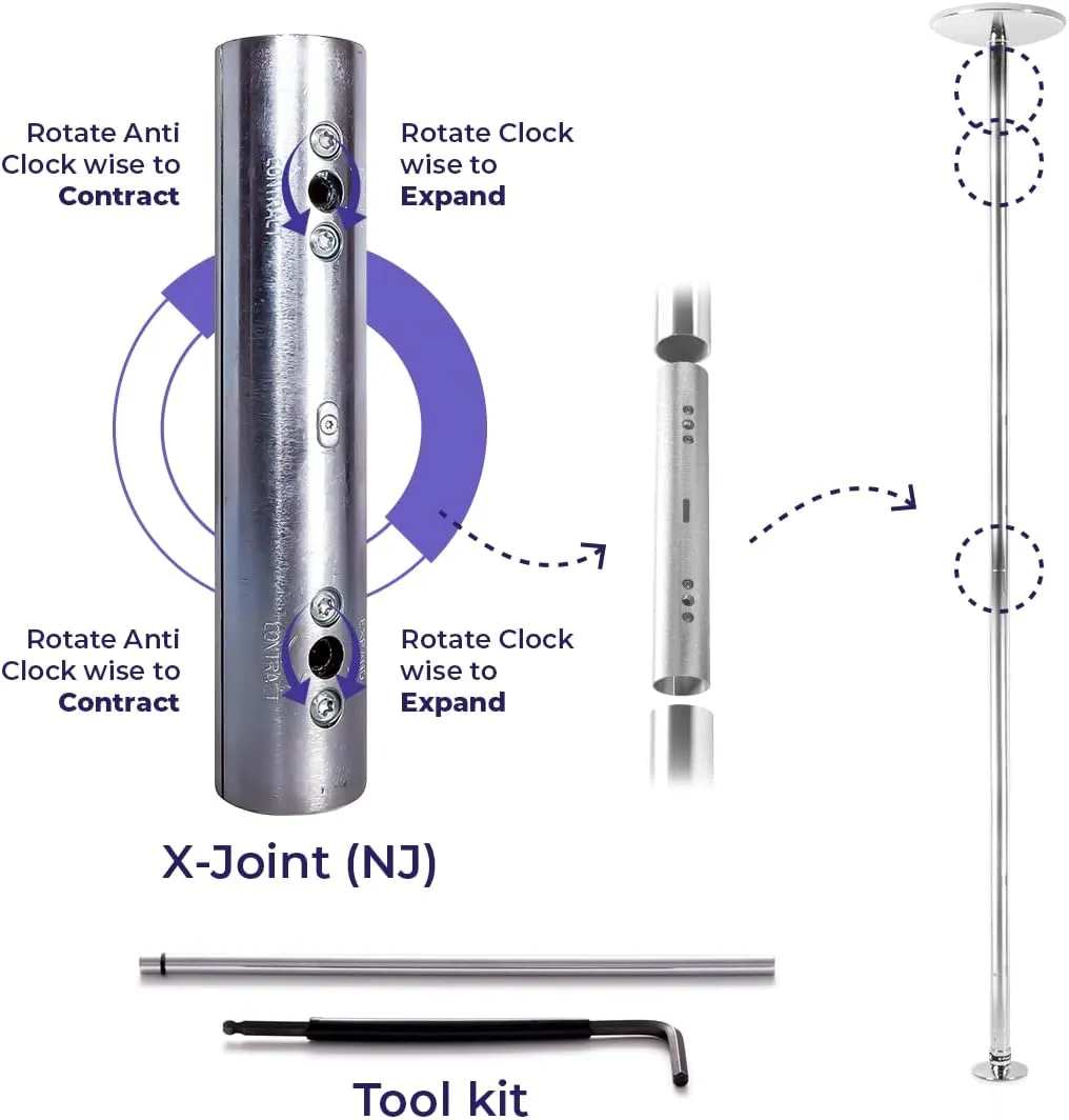 Dance & Fitness Pole for Home - Spinning & Static, Portable & Adjustable (XPERT PRO) [DVD   Grip Powder   Access to TV Membership]