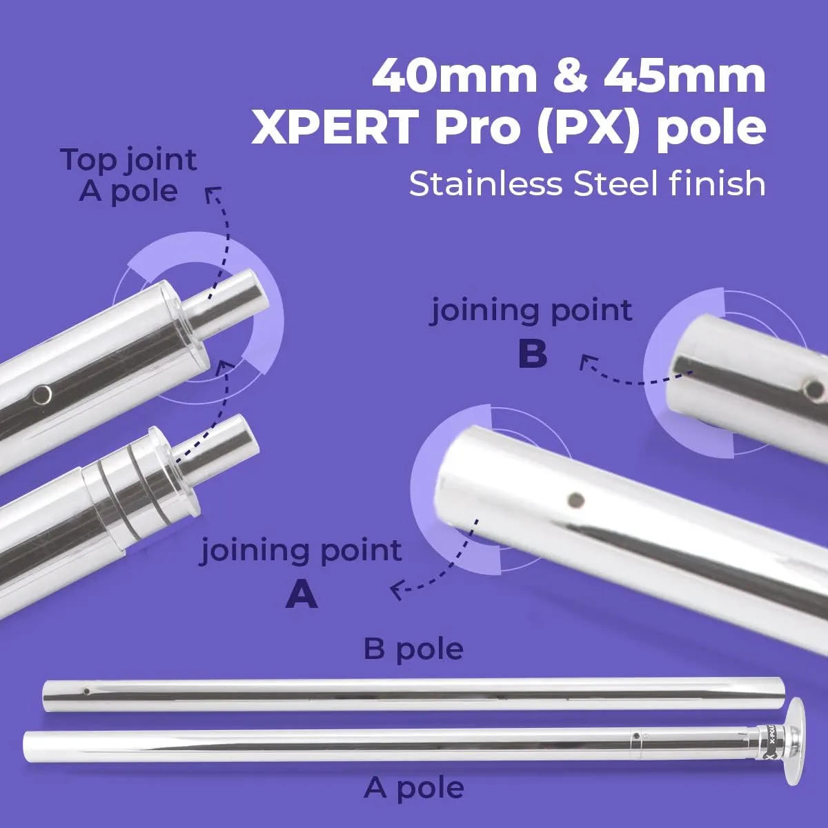 Dance & Fitness Pole for Home - Spinning & Static, Portable & Adjustable (XPERT PRO) [DVD   Grip Powder   Access to TV Membership]