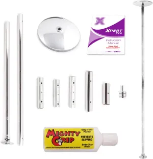Dance & Fitness Pole for Home - Spinning & Static, Portable & Adjustable (XPERT PRO) [DVD   Grip Powder   Access to TV Membership]