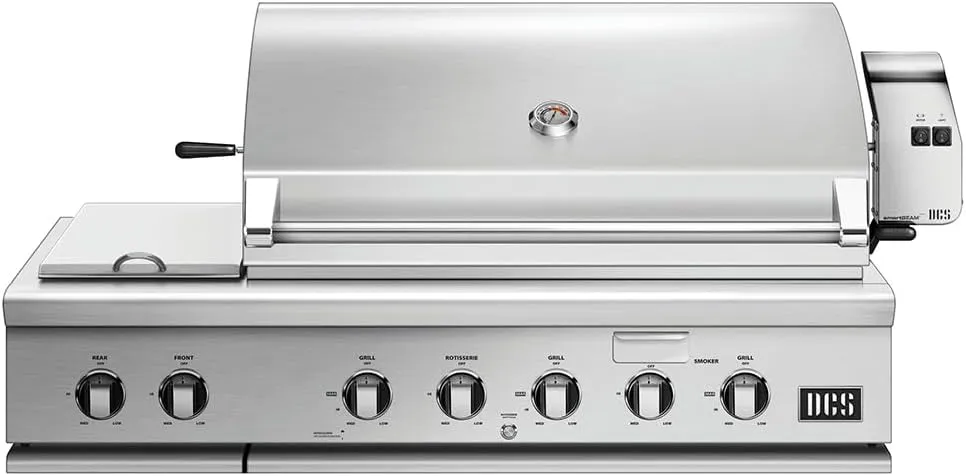 DCS BH148RSL 48" Built In Grill With 1115 sq. inch Total Cooking Area Liquid Propane Fueled Side Burners Ceramic Radiant Technology Rotisserie And Grease Management System: Stainless