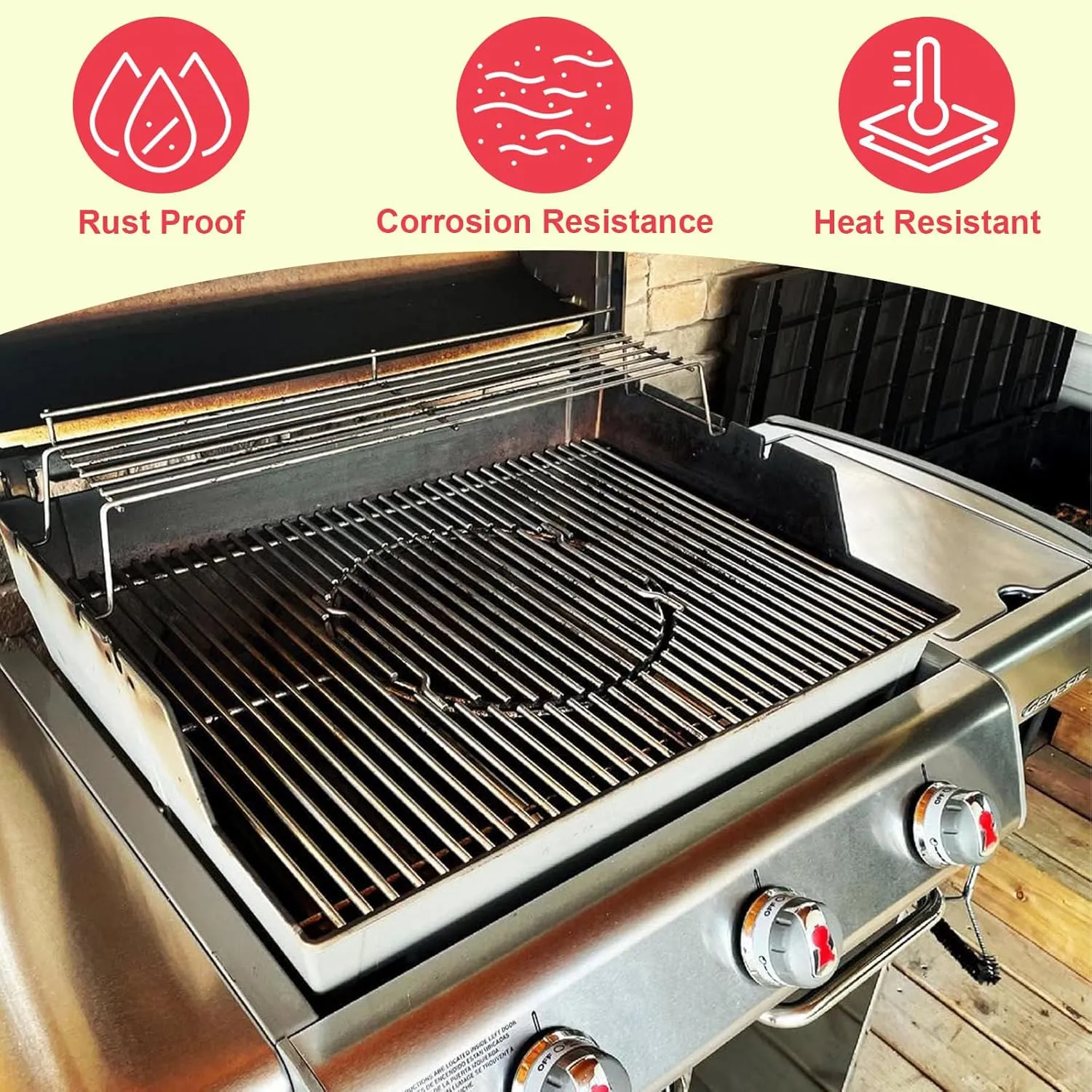 DcYourHome 65054 Warming Rack for Weber Genesis 300 Series (2007-2016), for Weber Genesis E310 E330 E320 S310 S330 S320 EP-330 EP-320 Grill Parts, Stainless Steel Warming Rack for Weber 81323 62749