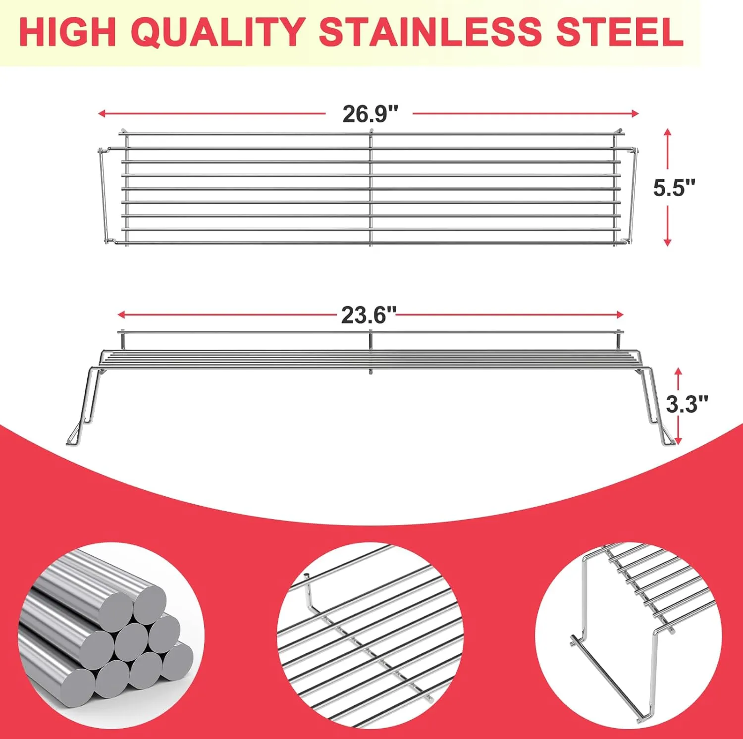 DcYourHome 65054 Warming Rack for Weber Genesis 300 Series (2007-2016), for Weber Genesis E310 E330 E320 S310 S330 S320 EP-330 EP-320 Grill Parts, Stainless Steel Warming Rack for Weber 81323 62749