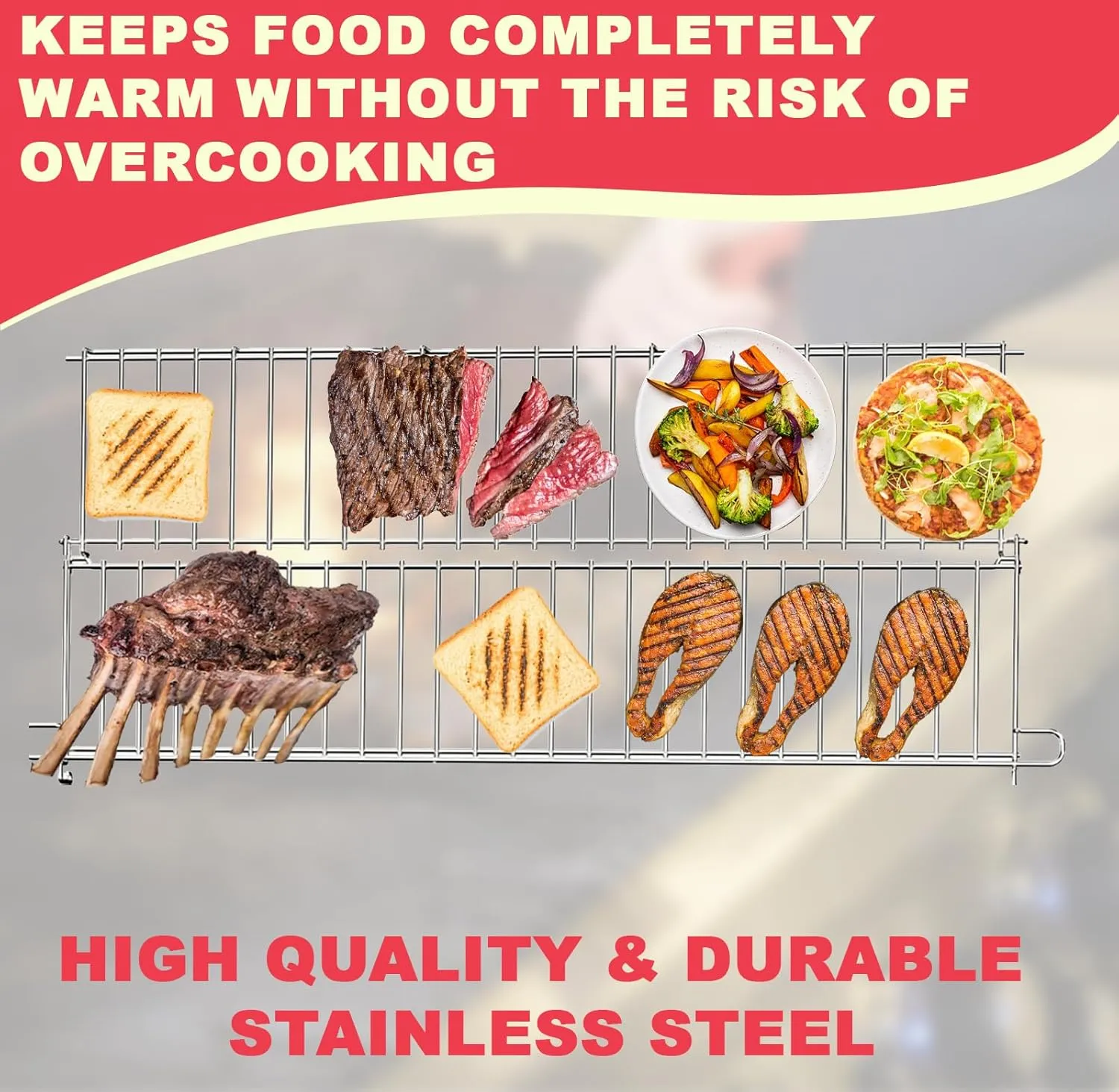 DcYourHome Foldable 66044 Warming Rack for Weber Genesis II GS4 300 Series Genesis 2 E-310 S-310 E-330 E-315 S-315 S-335 Grill Parts Stainless Steel Upgrade Warming Rack for Weber Genesis 2 GS4 Grates