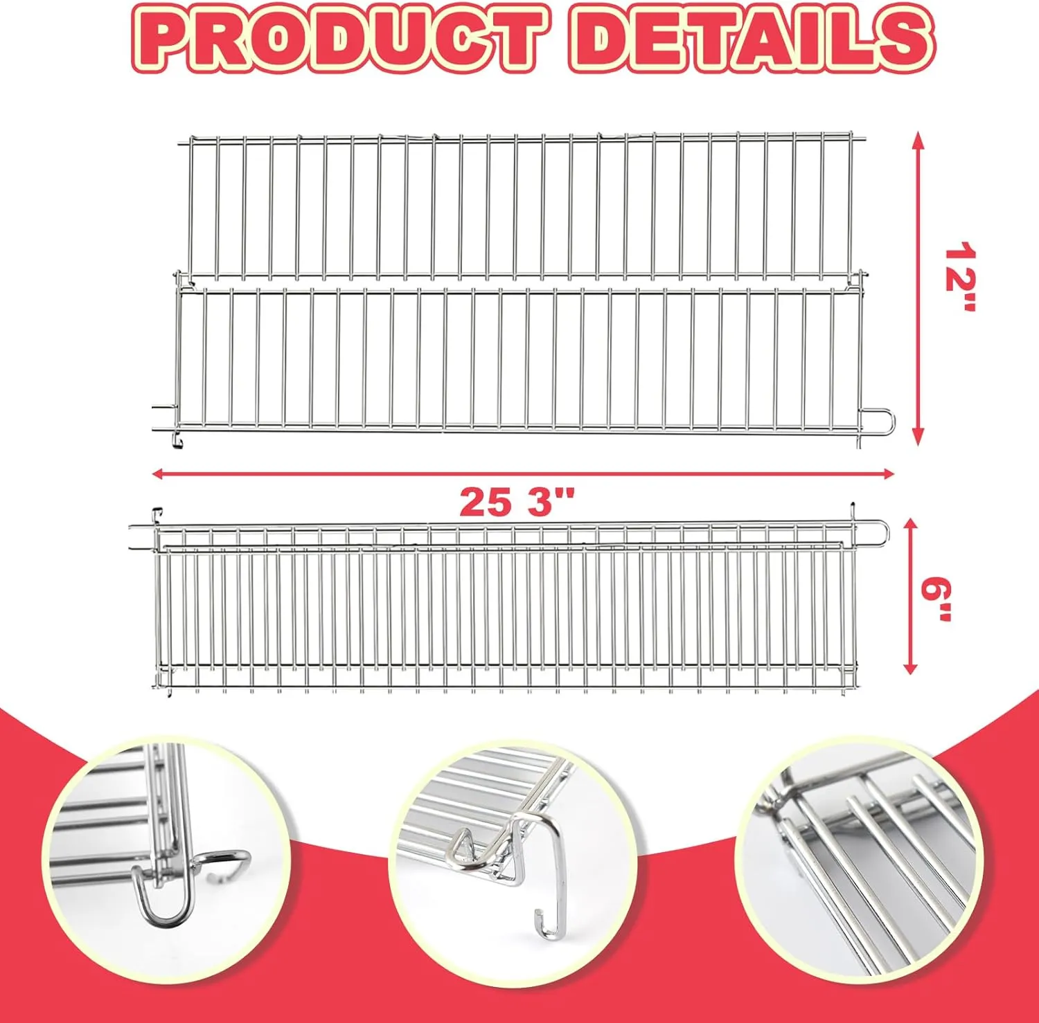 DcYourHome Foldable 66044 Warming Rack for Weber Genesis II GS4 300 Series Genesis 2 E-310 S-310 E-330 E-315 S-315 S-335 Grill Parts Stainless Steel Upgrade Warming Rack for Weber Genesis 2 GS4 Grates