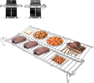 DcYourHome Foldable 66044 Warming Rack for Weber Genesis II GS4 300 Series Genesis 2 E-310 S-310 E-330 E-315 S-315 S-335 Grill Parts Stainless Steel Upgrade Warming Rack for Weber Genesis 2 GS4 Grates