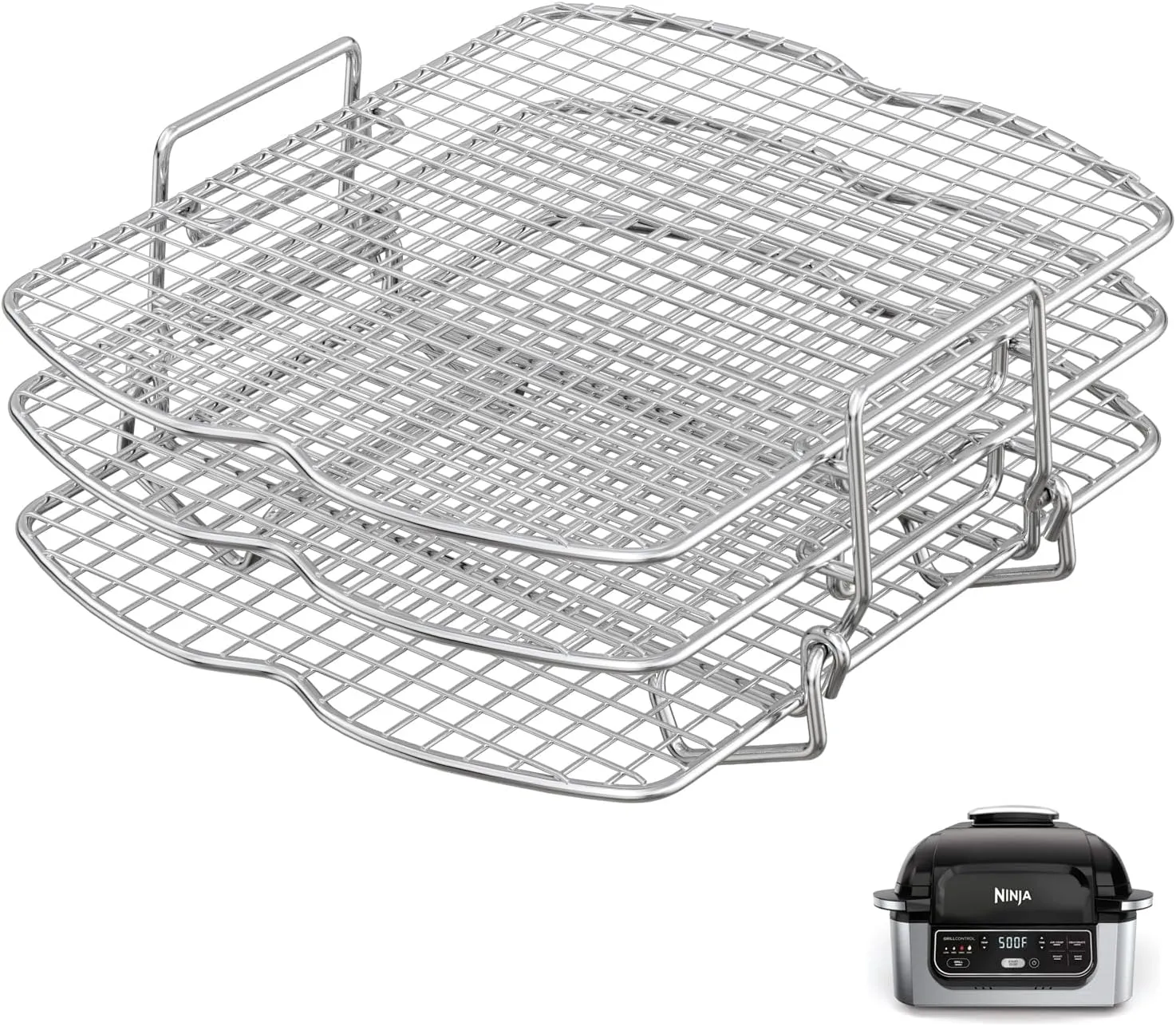 Dehydrator Rack for Ninja Foodi AG300 Grill, 3 Stackable Layers Dehydrator Rack Stand for Ninja Foodi AG300 Accessories, Rectangle Air Fryer Accessories for Ninja AG300 AG301 Foodi Grills