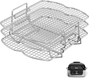 Dehydrator Rack for Ninja Foodi AG300 Grill, 3 Stackable Layers Dehydrator Rack Stand for Ninja Foodi AG300 Accessories, Rectangle Air Fryer Accessories for Ninja AG300 AG301 Foodi Grills