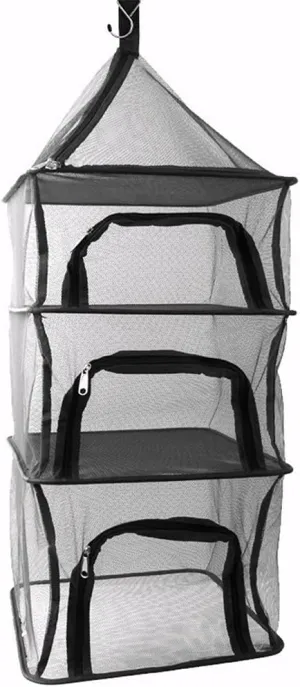 Desy & Feeci Camping Dry Net-4 Layer Outdoor Hanging Foldable Drying Rack, Camping Organizer Mesh Dryer Storage for Home Picnic BBQ Tableware/Dishes/Food/Vegetables/Fruit/Clothing (Black-Rectangle)